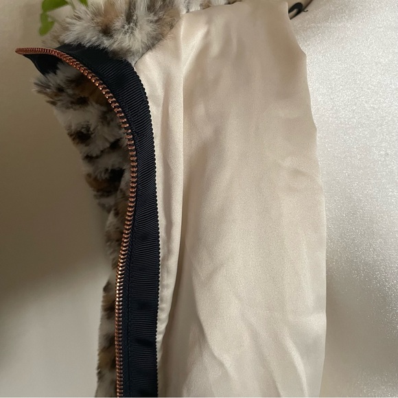 NWT Lucky Brand Leopard Plush Faux Fur Hooded Jacket Size M - Picture 9 of 12